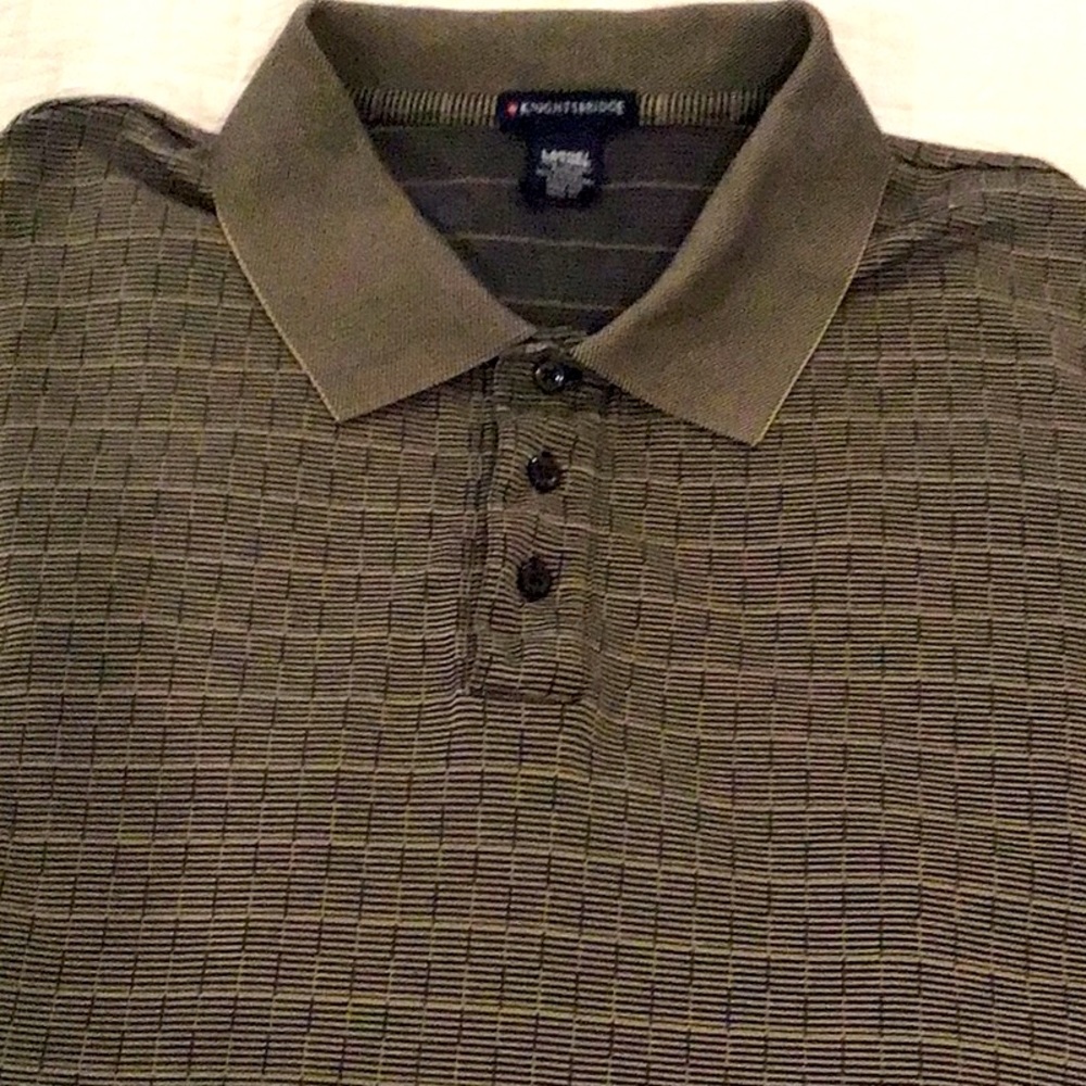 Knightsbridge Mens Large Polo Shirt-Black/Tan Men’s large Golf Polo Shirt